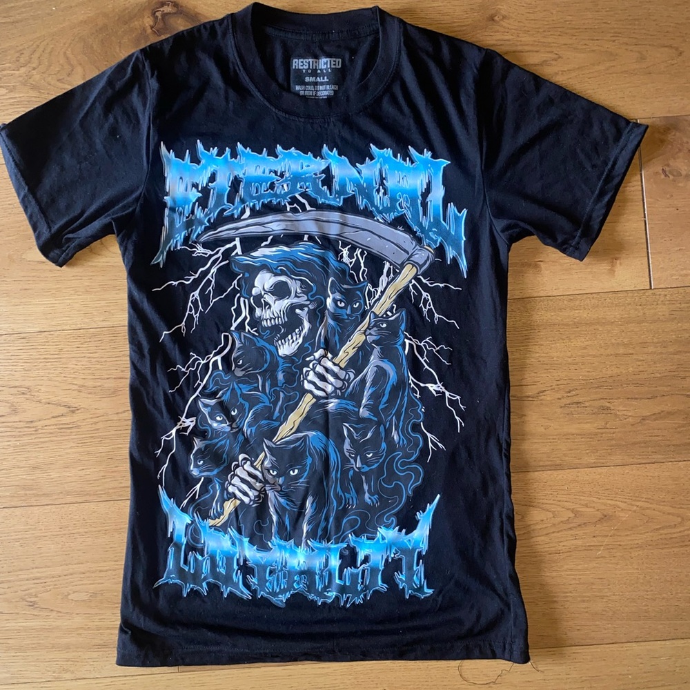 Restricted Black and Blue Gothic Short Sleeve Tee